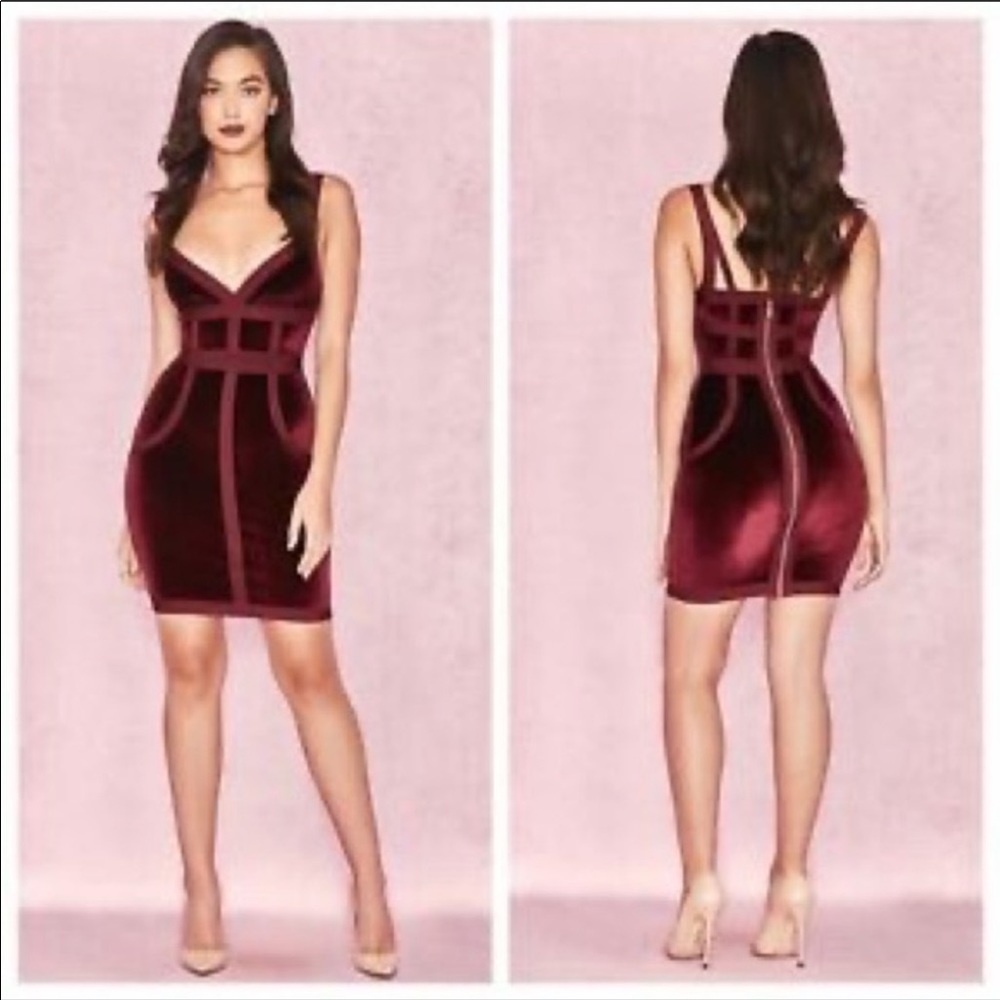 House of CB Burgundy / wine color Velvet Dress